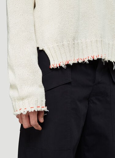 Maison Margiela Distressed Knitted Sweater White mla0143004