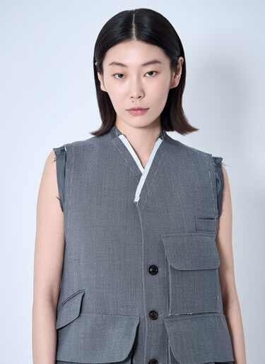 Maison Margiela 디스트레스트 울 웨이스트코트 그레이 mla0259004