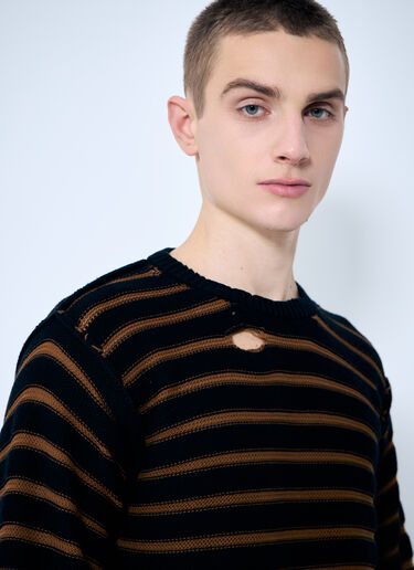 Striped Distressed Sweater MM6 Maison Margiela Striped Distressed Sweater Black mmm0159005