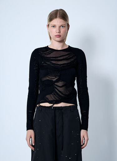 디스트레스트 스웨터 MM6 Maison Margiela 디스트레스트 스웨터 블랙 mmm0260002