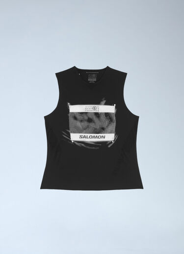 MM6 Maison Margiela x Salomon 徽标图案背心上衣  黑色 mms0161006