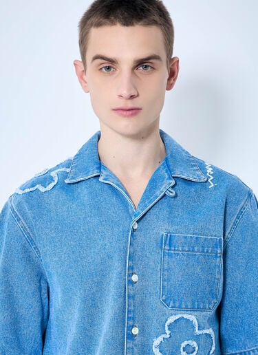 Denim Shirt With Flower Motif Marni Denim Shirt With Flower Motif Blue mni0159001
