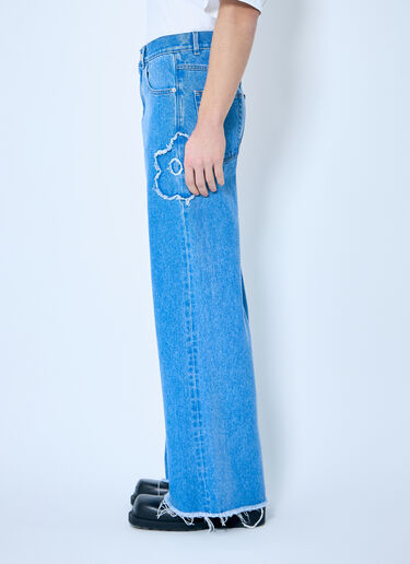フラワーパッチ ワイドレッグジーンズ Marni フラワーパッチ ワイドレッグジーンズ ブルー mni0159005
