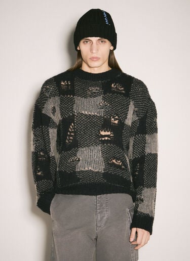 Marni Logo Intarsia Beanie Hat Black mni0159011