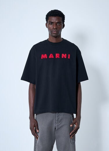 Marni 로고 모티프 티셔츠  블랙 mni0160003