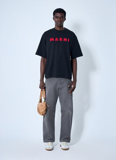 Marni 로고 모티프 티셔츠  블랙 mni0160003
