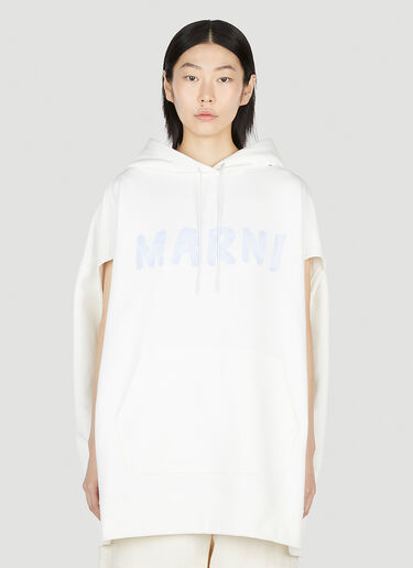 Marni 반소매 로고 후드 스웨트셔츠 화이트 mni0252006