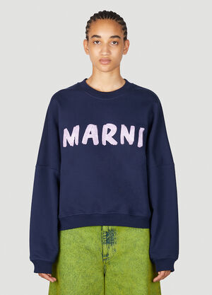 Marni Logo Print Sweatshirt Blue mni0255006