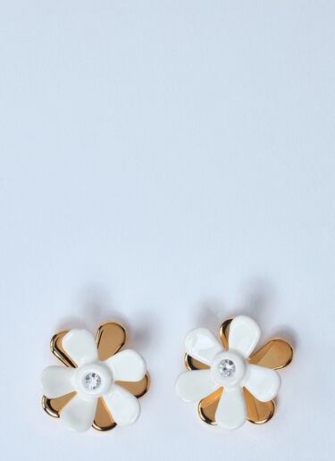 Marni 珐琅金属花朵耳环 白色 mni0259030
