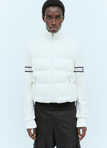 Moncler ロゴジャガード ダウンカーディガン ホワイト mon0154025