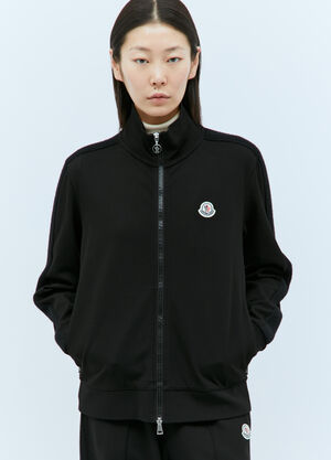 Moncler Logo Patch Zip-Up Sweatshirt Black mon0257046