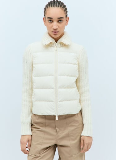 Moncler Padded Zip-Up Cardigan Cream mon0258028