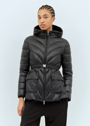 Moncler 아르제노 후드 중간 기장 다운 재킷 블랙 mon0259010