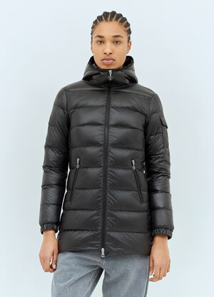 Moncler 글레멘츠 후드 중간 기장 다운 재킷 블랙 mon0259014