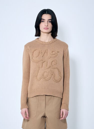 Logo Embroidered Sweater Moncler Logo Embroidered Sweater Beige mon0259038