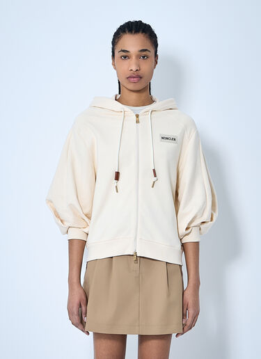 Moncler Hooded Zip-Up Sweatshirt Beige mon0260030