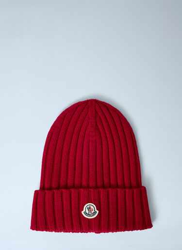 Logo Motif Beanie Hat Moncler Logo Motif Beanie Hat Red mon0261034