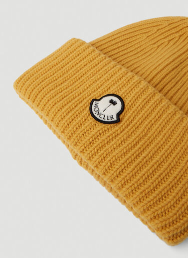 Logo Patch Beanie Hat 8 Moncler Palm Angels Logo Patch Beanie Hat Yellow mpa0351006