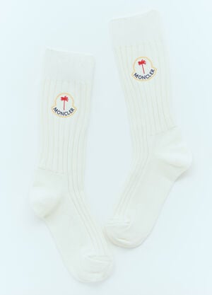 Moncler x Palm Angels ロゴパッチソックス ホワイト mpa0355008