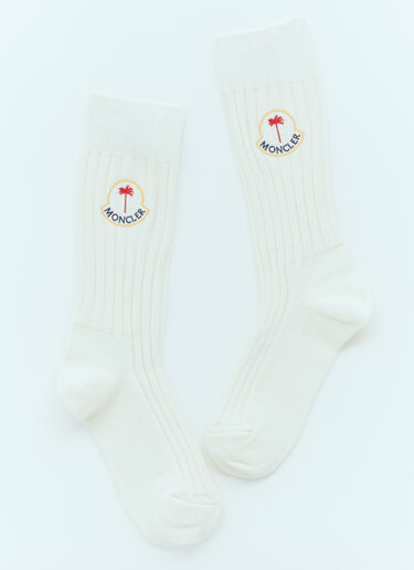 Moncler x Palm Angels Logo Patch Socks White mpa0355008