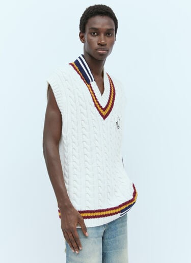 Moncler x Palm Angels 울 V 넥 베스트 화이트 mpa0355015
