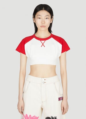 Meryll Rogge Cropped Baseball Top White mrl0252012