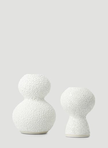 Set of Two Lava & Bone Candlestick Holders Marloe Marloe Set of Two Lava & Bone Candlestick Holders White mrl0348005