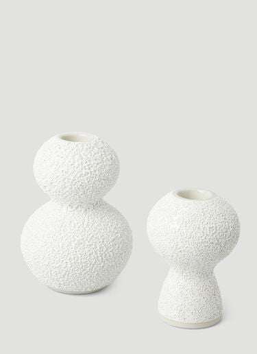 Set of Two Lava & Bone Candlestick Holders Marloe Marloe Set of Two Lava & Bone Candlestick Holders White mrl0348005