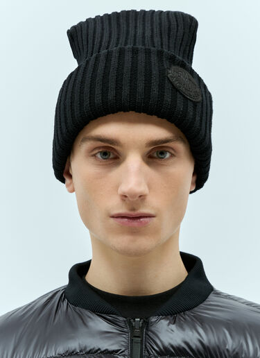 Moncler x Roc Nation designed by Jay-Z 로고 패치 울 비니 햇 블랙 mrn0156014