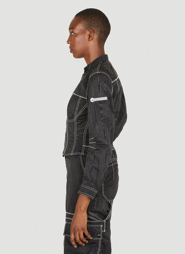 Marine Serre Contast Stitching Racing Jacket Black mrs0252005