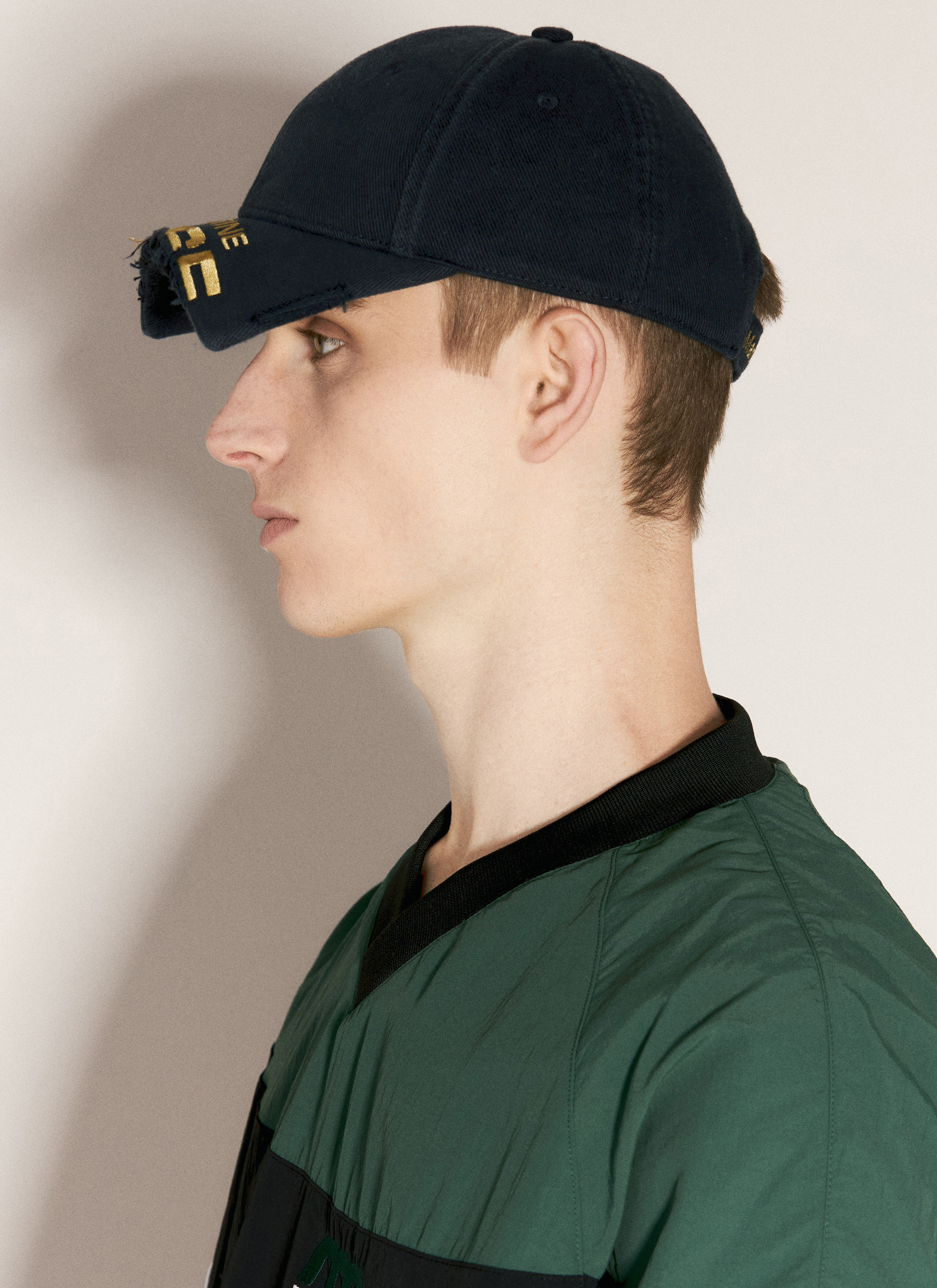 Martine Rose Men's' Cut Peak Baseball Cap in Navy | LN-CC®