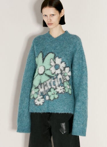 Boxy V Neck Sweater Martine Rose Boxy V Neck Sweater Blue mtr0255006