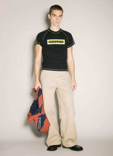 Raglan Shrunken T-Shirt Martine Rose Raglan Shrunken T-Shirt Black mtr0358008