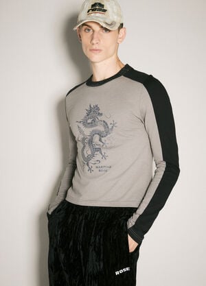 Martine Rose Long-Sleeve Shrunken T-Shirt Grey mtr0358009