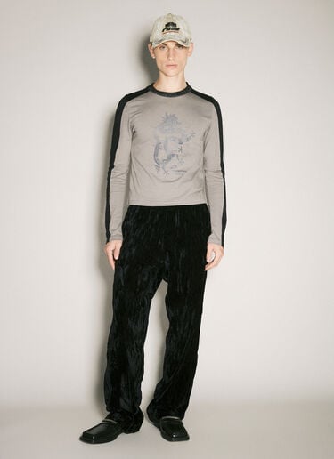 Martine Rose 긴팔 슈렁큰 티셔츠 그레이 mtr0358009