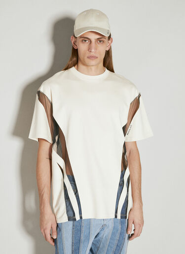 Mugler Cotton And Illusion T-Shirt Beige mug0154003