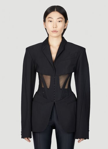 Mesh Corset Panel Blazer Mugler Mesh Corset Panel Blazer Black mug0251013