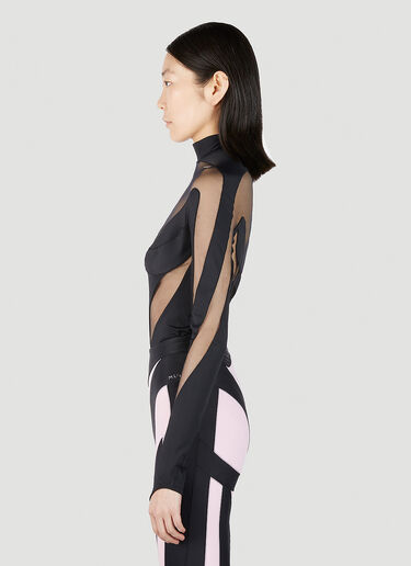 Mugler Structured Cut Out Illusion Bodysuit Black mug0251039