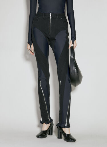 Slited Bi-Material Spiral Jeans Mugler Slited Bi-Material Spiral Jeans Black mug0254013