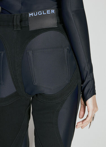 Slited Bi-Material Spiral Jeans Mugler Slited Bi-Material Spiral Jeans Black mug0254013