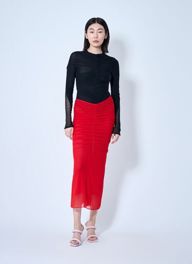 Mesh Ruched Skirt Mugler Mesh Ruched Skirt Red mug0259002