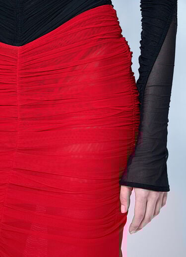 Mesh Ruched Skirt Mugler Mesh Ruched Skirt Red mug0259002