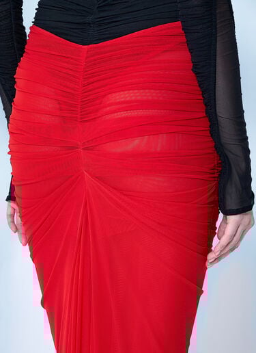 Mesh Ruched Skirt Mugler Mesh Ruched Skirt Red mug0259002