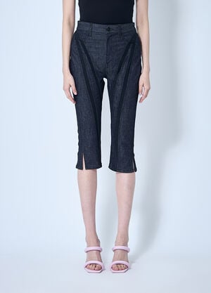 Mugler Capri Denim Cropped Pants Blue mug0259012