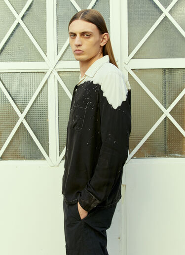 Hand Dyed Open Collar Shirt NÒMARYTHM TEXTILE Hand Dyed Open Collar Shirt Black nma0154008