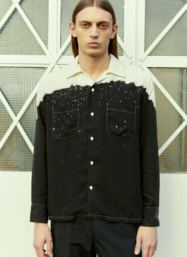 Hand Dyed Open Collar Shirt NÒMARYTHM TEXTILE Hand Dyed Open Collar Shirt Black nma0154008