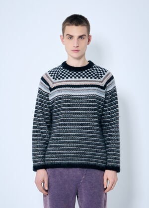 NÒMARYTHM TEXTILE Checker And Striped Sweater Grey nma0158002