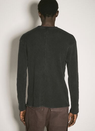 Waffle Thermal Crewneck T-Shirt O.FILES Waffle Thermal Crewneck T-Shirt Black ofl0158003