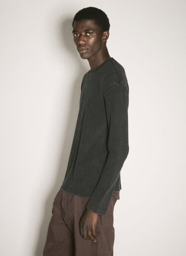 Waffle Thermal Crewneck T-Shirt O.FILES Waffle Thermal Crewneck T-Shirt Black ofl0158003