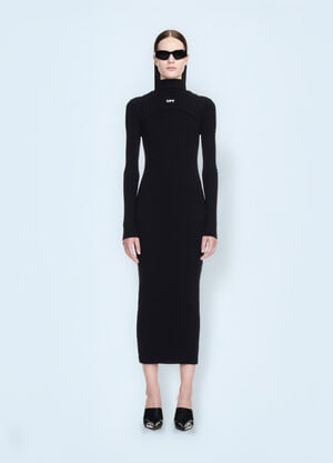 Off-White Off Stamp Ribbed Midi Dress Black ofw0260011